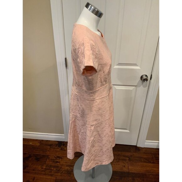 Nanette Lepore Light Peach Pink Paisley Textured Pattern Dress, Size 8 - Picture 3 of 6